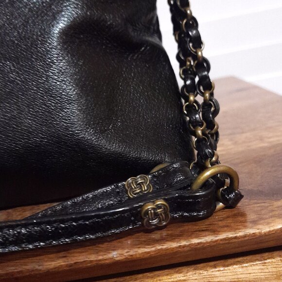 Black Leather Elliott Lucca Double Strap Minimalist  Rectangle Shoulder Bag - Picture 10 of 12